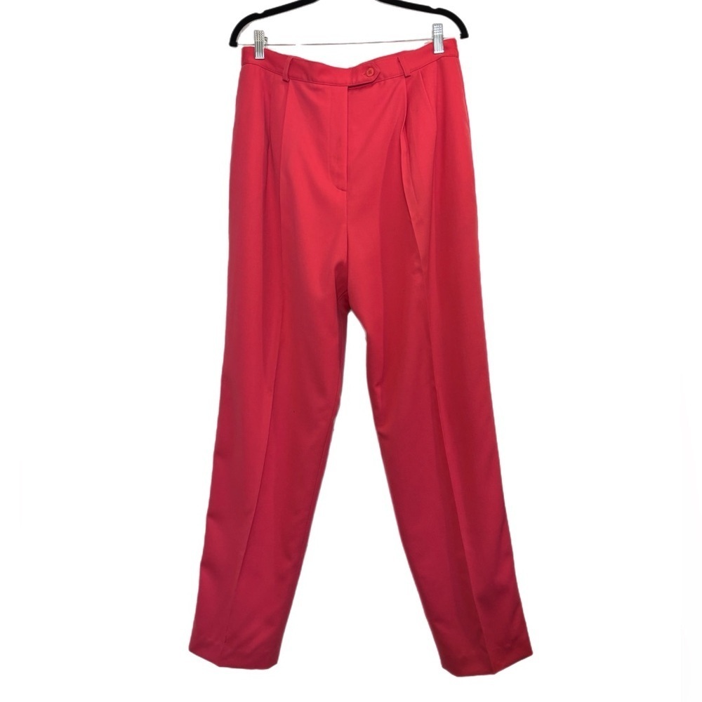 Career Essentials 100% wool pink high waist trousers